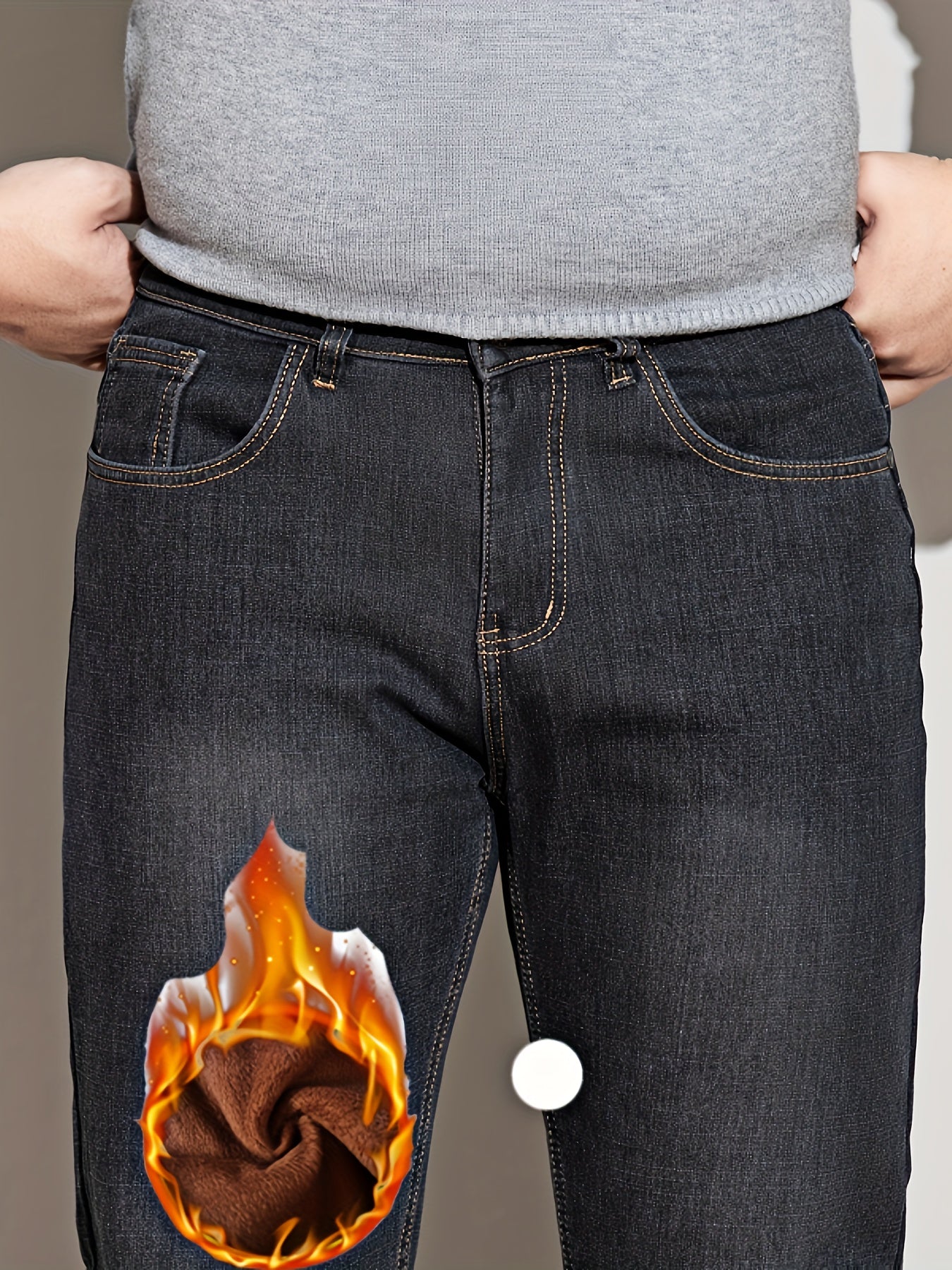 Herren Jeanshose Grau mit warmer Innenfütterung