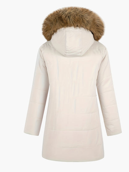 Damen Winterparka mit Kapuze und Kunstpelz – Modische warme Jacke für kalte Tage
