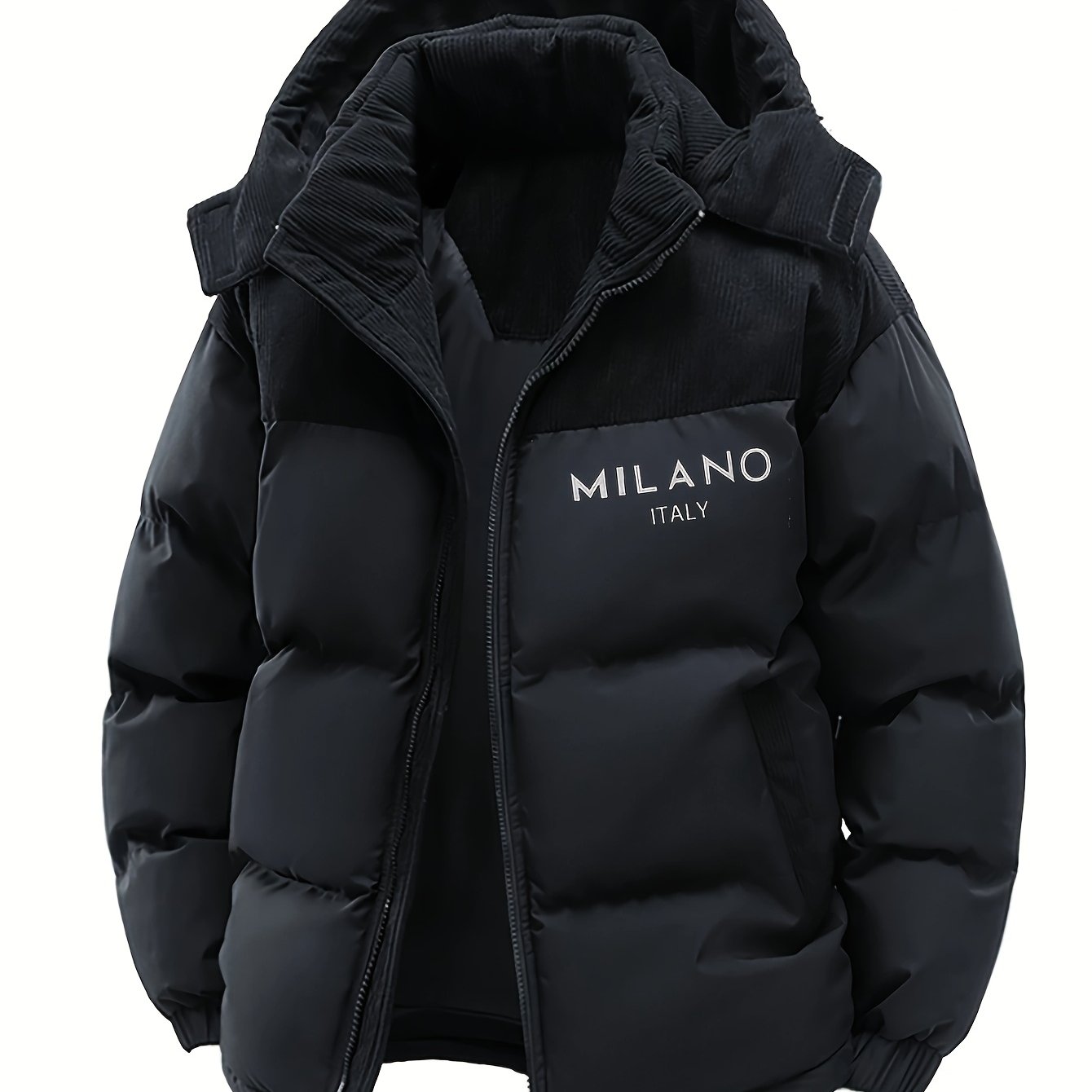 Steppjacke mit Kapuze für Herren, Zweifarbig, Khaki-Beige