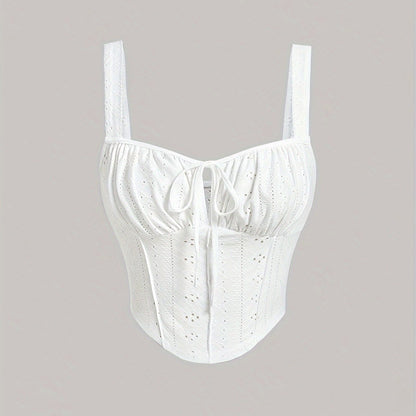Damski top gorsetowy w stylu boho z ozdobnym sznurowaniem – modny bustier na wiosnę i lato
