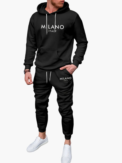 Herren träningsset Milano Italy – Urban fritidshoodie och joggingbyxor för vardag och sport