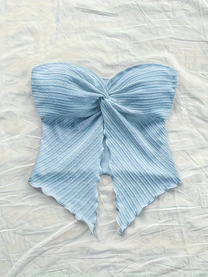 Damen Bandeau-Top Schleifen-Design Sommer Festivallook Elegant