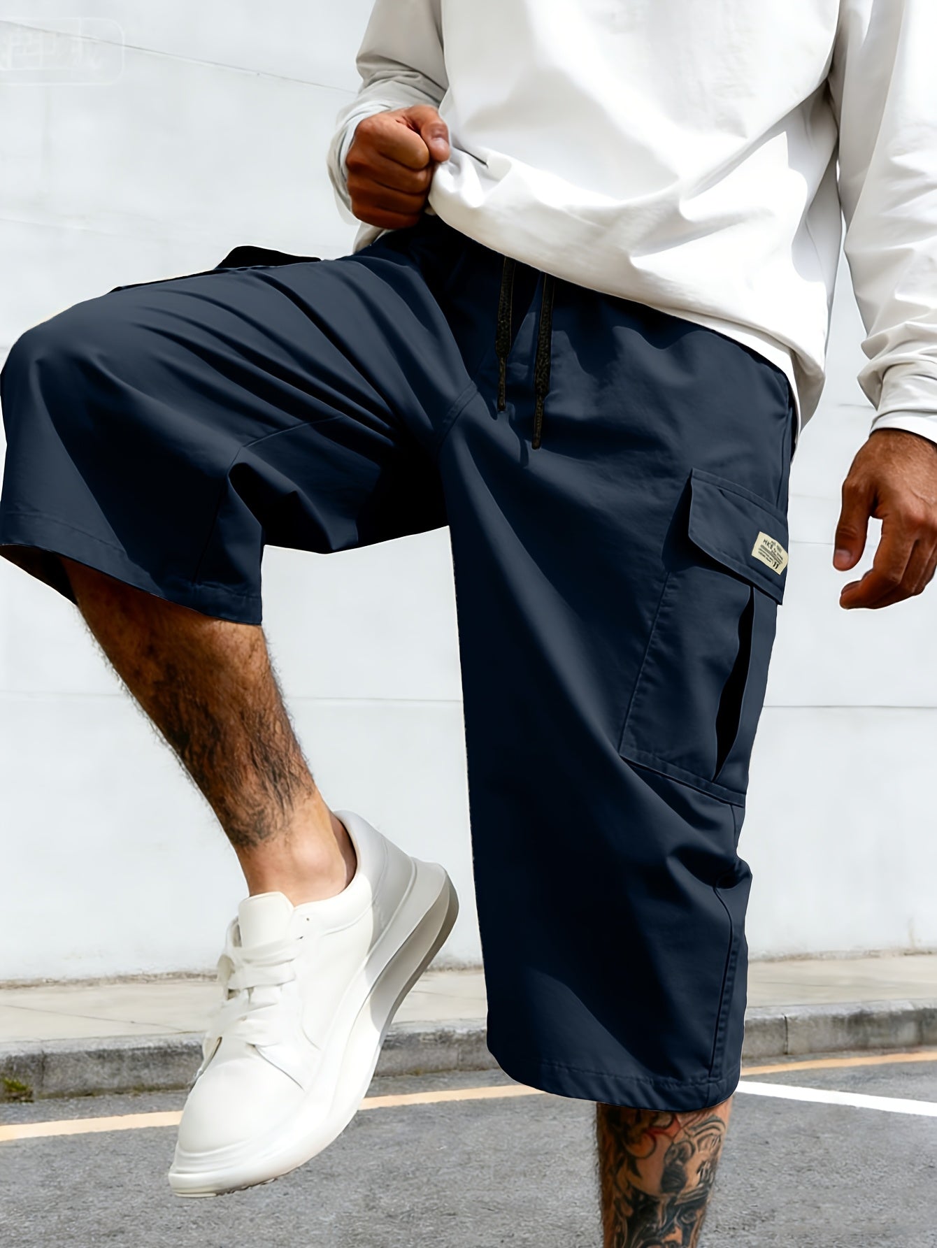 Shorts cargo homme style streetwear, longueur genou, pantalon de loisirs confortable avec poches