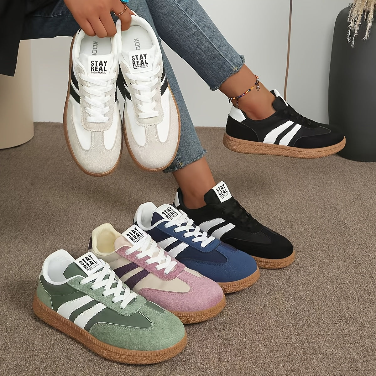 Dame Retro Sneakers Hverdag Street Style Fritidssko