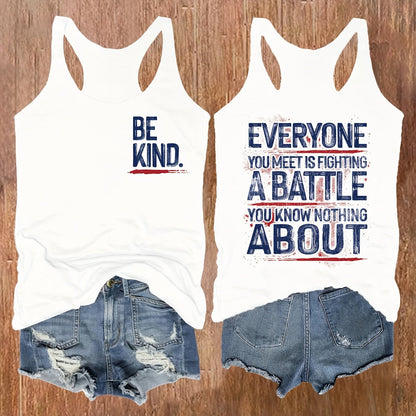 Damski zestaw tank topów z nadrukiem z przesłaniem – Bądź miły i empatyczny – Swobodna odzież uliczna i sportowa