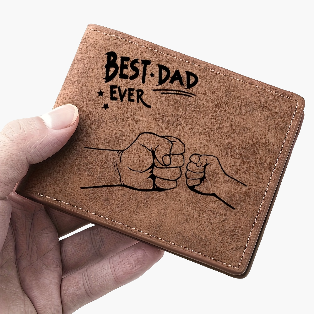 Herren Geldbörse mit Gravur – Best Dad Ever, personalisierbar mit Namen – Perfektes Geschenk für Väter