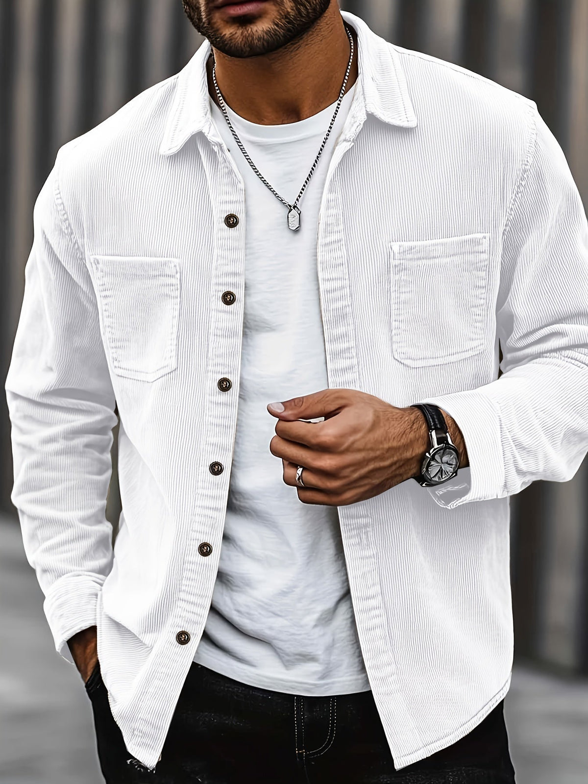 Bryce | Overshirt met lange mouwen, zakken en knopen voor heren