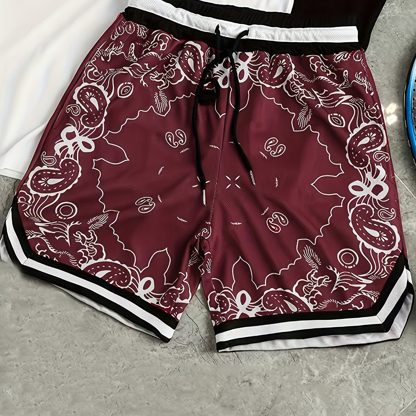 Herren Streetwear Basketball-Shorts mit Paisley-Print und sportlichem Design