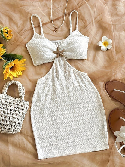 Dam Bodycon miniklänning med cut-out och sjöstjärnedetalj – sommarsemesteroutfit