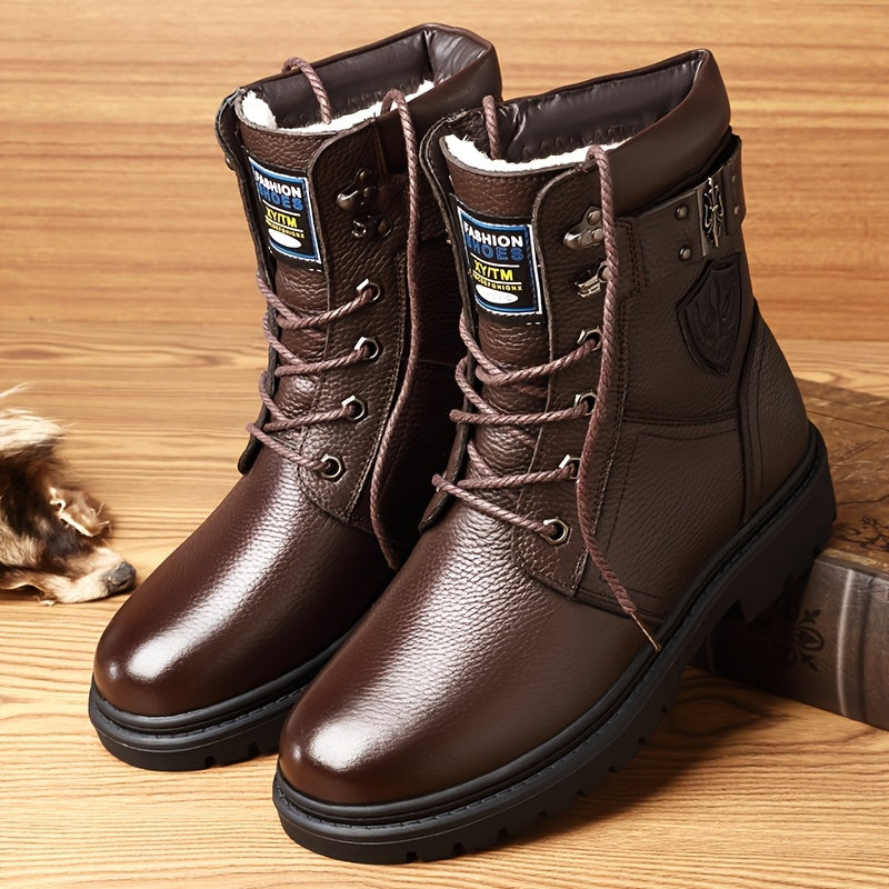 Herren Schnürstiefel Profilsohle in Schwarz und Braun