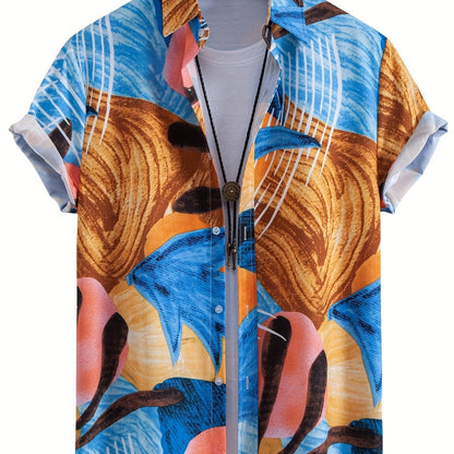 Chemise de villégiature à manches courtes pour homme avec imprimé coquillages – Look estival maritime pour la plage et les loisirs