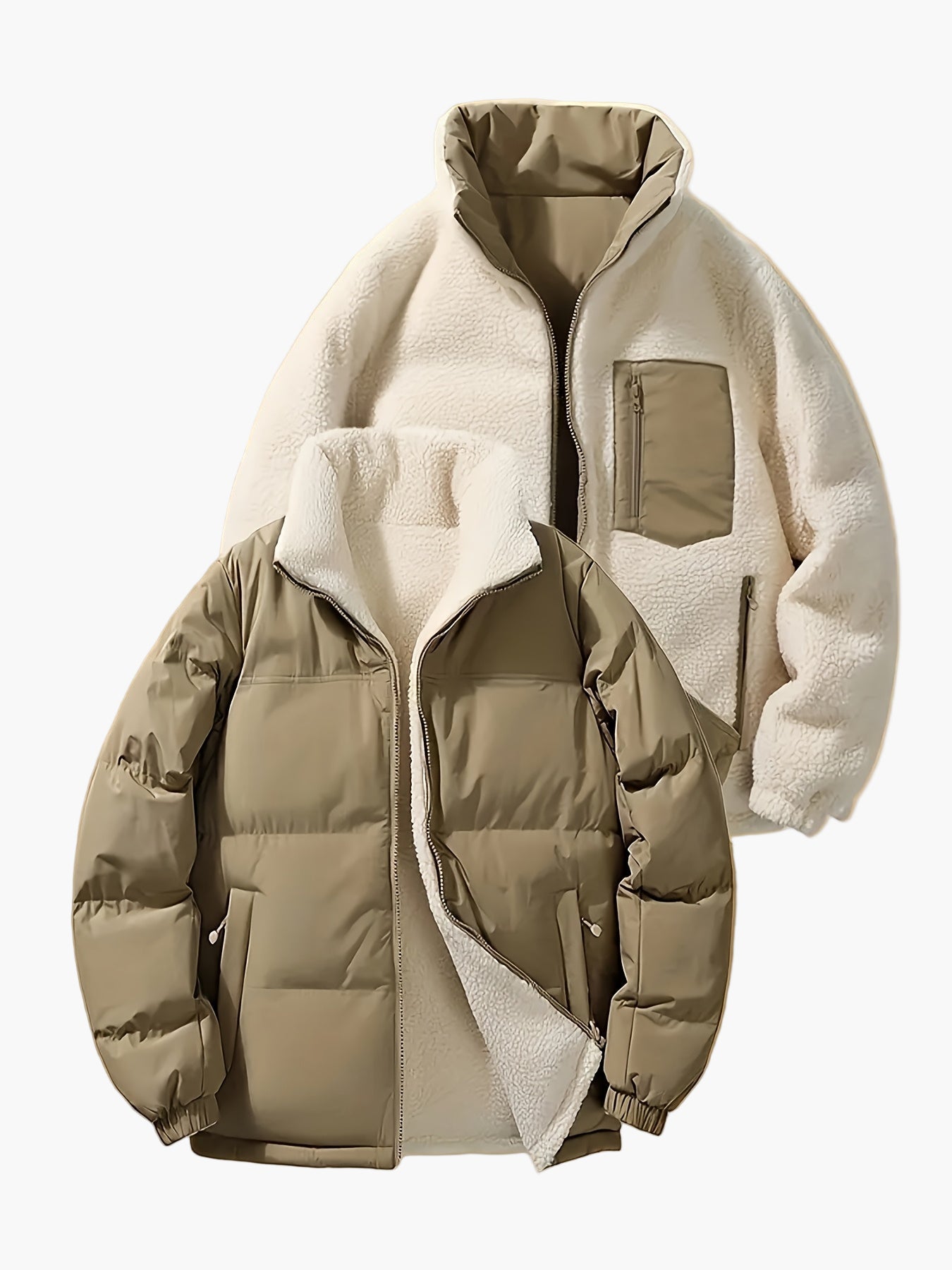 Veste polaire réversible pour homme style décontracté pour l'automne et l'hiver – Veste outdoor polyvalente pour les loisirs