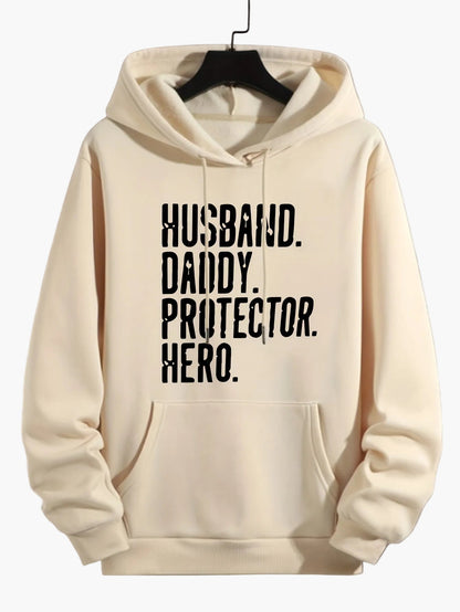 Herren Hoodie mit Statement Print – Husband Daddy Protector Hero – Casual Stil für Alltag und Freizeit