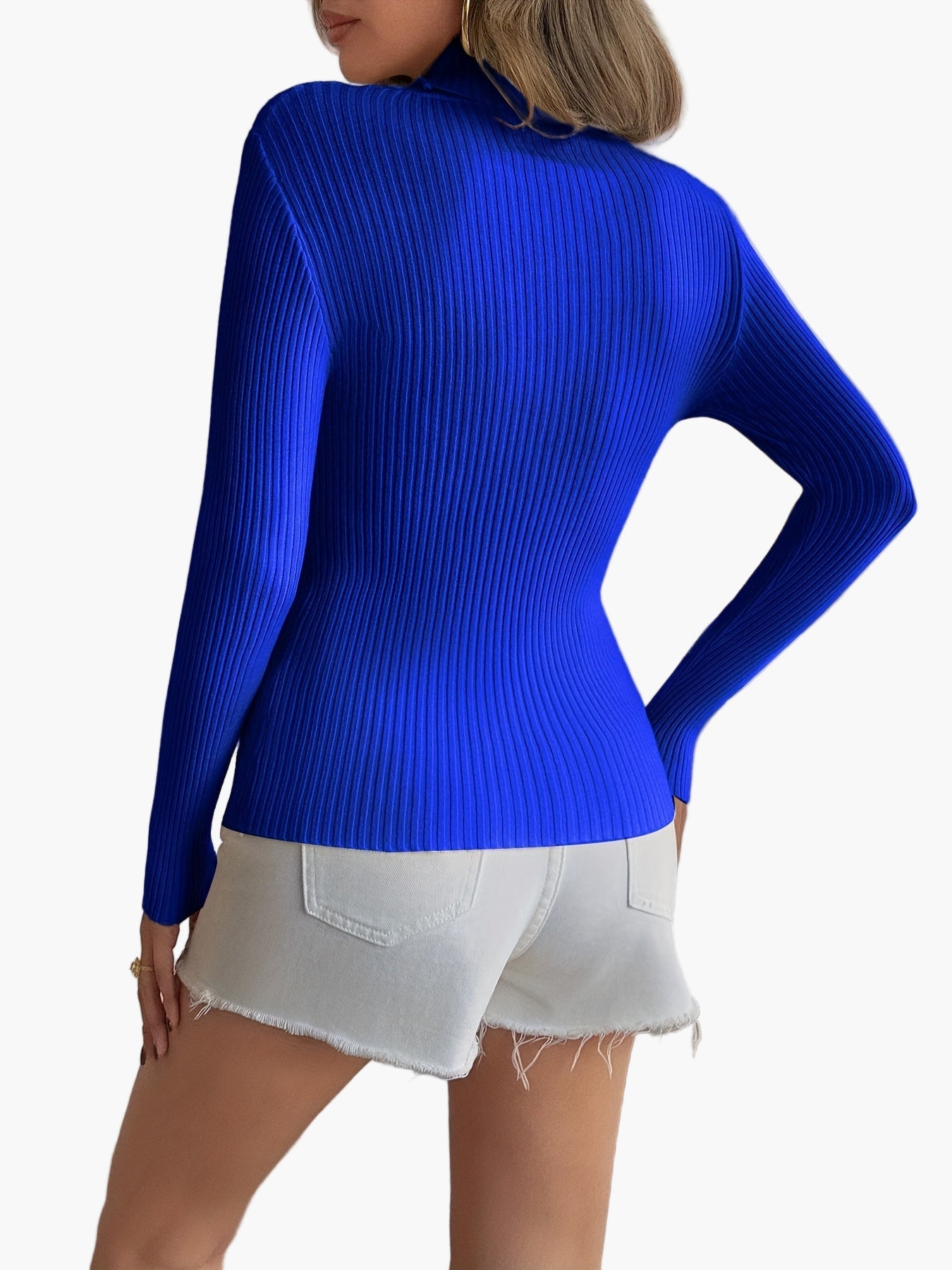 Maglione da donna in maglia fine dolcevita slim fit elegante casual
