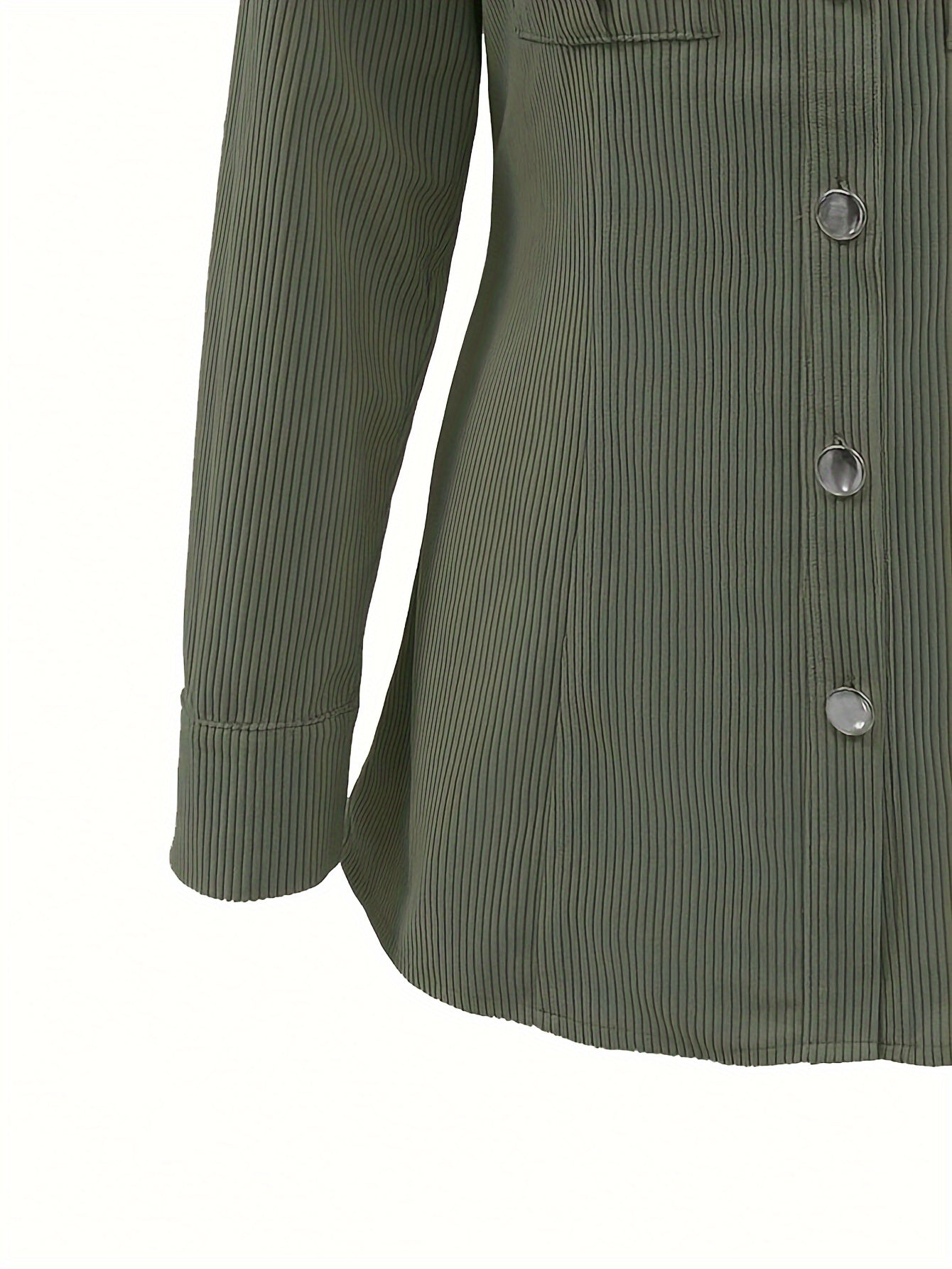 Damen Cordhemd Jacke mit Knöpfen und Brusttaschen – Langarm Blusenjacke