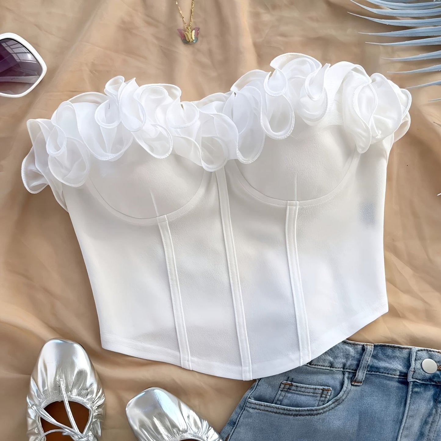 Dame Bustier Top Elegant Flæser Feststil – Figurformende og Moderne til Forår & Sommer