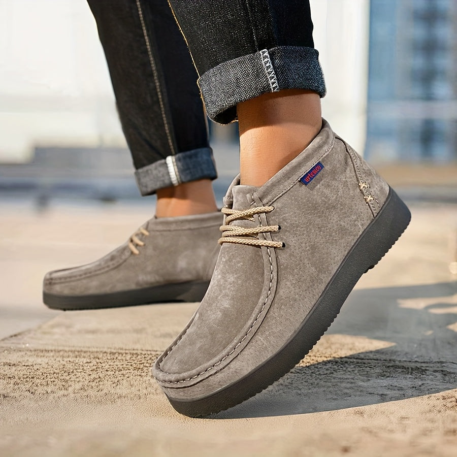 Herren Chukka Schnürschuhe Wildleder-Optik Moccasin-Stil