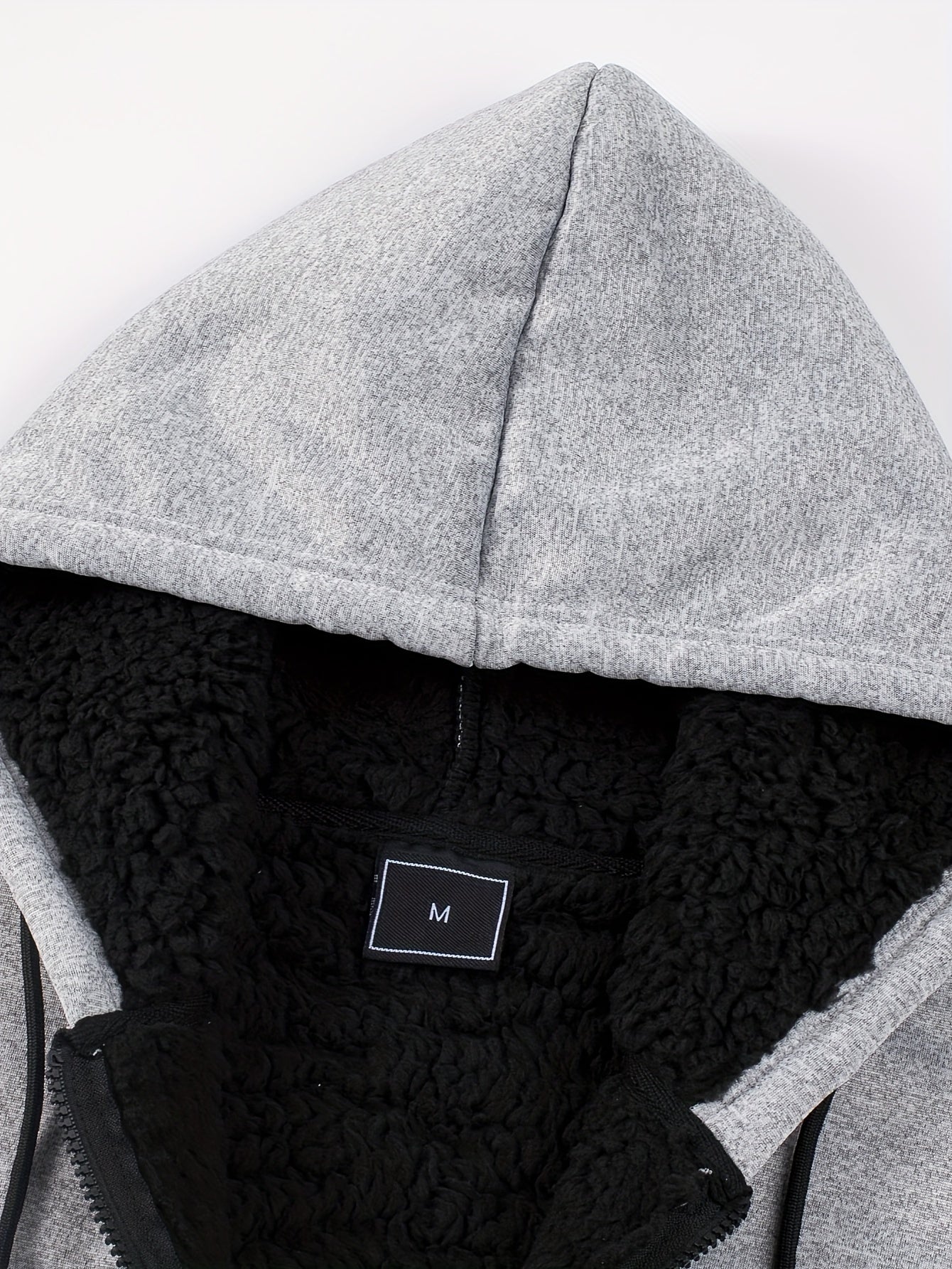 Herren Kapuzenjacke mit Reißverschluss und Teddyfutter Grau