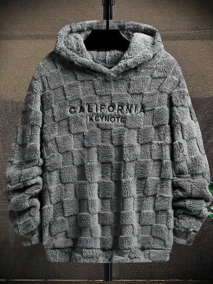 Kuscheliger Hoodie mit Karomuster und Stickerei, mit Kapuze