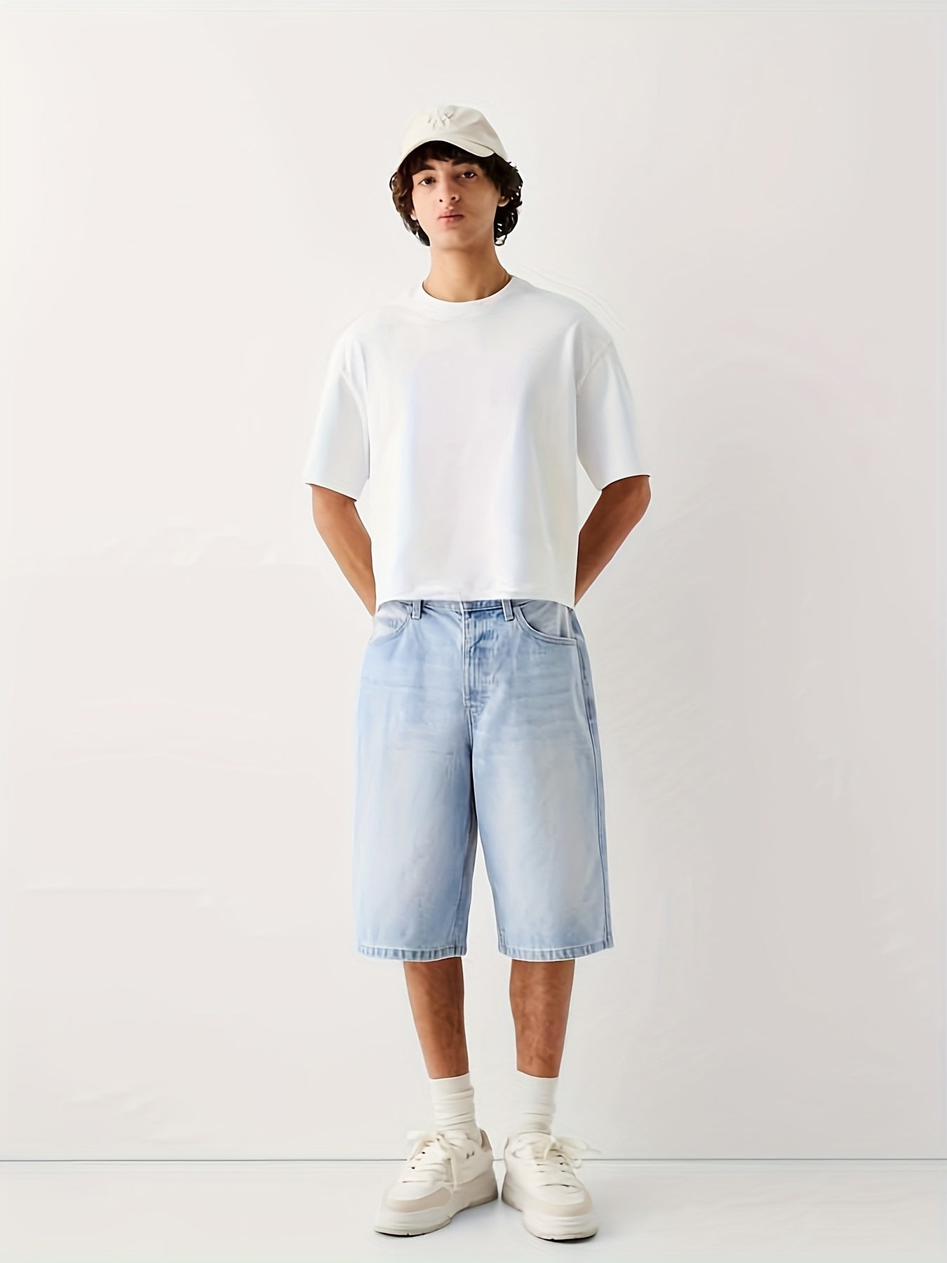 Bermuda jeans homme coupe ample – style urbain décontracté pour le quotidien et les loisirs
