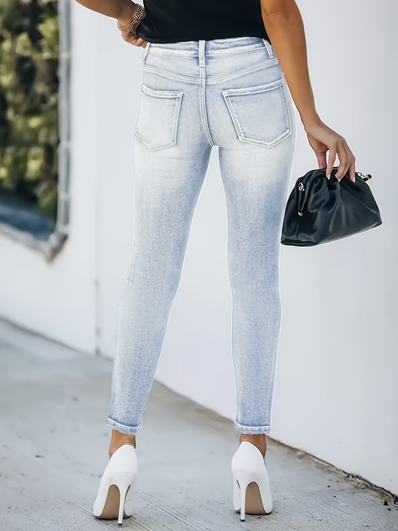 Damen High Waist Skinny Jeans im Streetstyle für Alltag und Freizeit