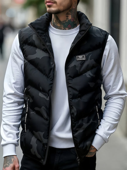 Gilet trapuntato mimetico da uomo con collo alto – gilet imbottito da outdoor