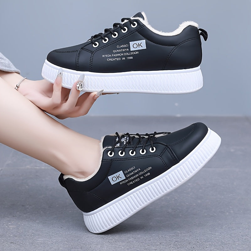 Damen Gefütterter Sneaker mit dicker Sohle Braun
