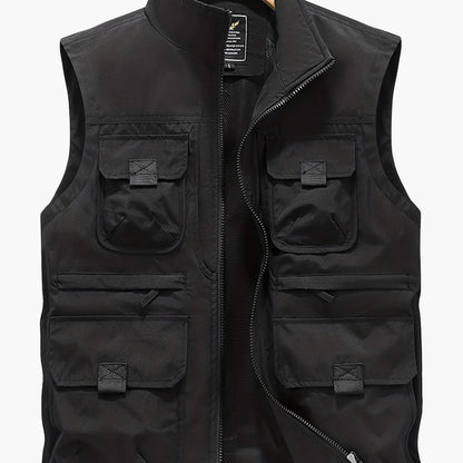 Herren Outdoor Utility-vest med flere lommer, fritidsvest for fiske, fotturer og fotografering