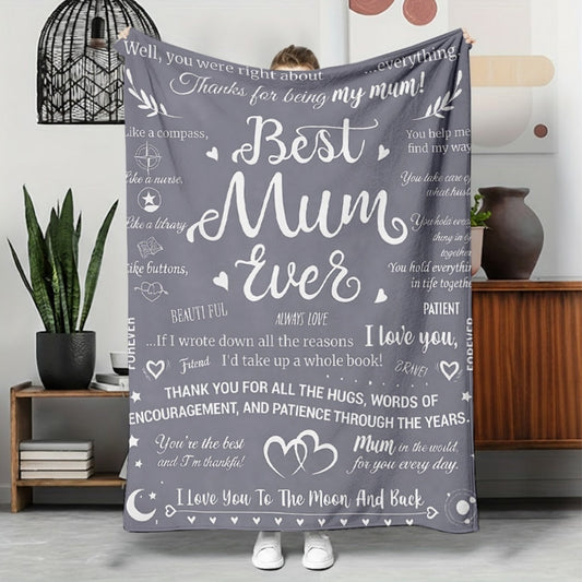 Presentfilt för kvinnor – Mysig boho-stil pläd med citat för bästa mamma, tack och kärlek, soffa- och heminredningstillbehör