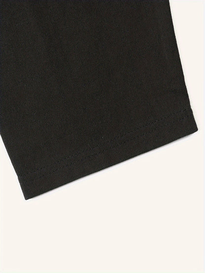 Camiseta unisex de manga larga, cuello redondo, negra y extragrande