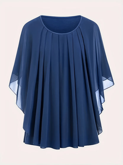 Damen Elegante Oversized Chiffon Bluse für Ausgehen – Stilvolle Flatterärmel, Lockerer Schnitt, Ideal für festliche Anlässe