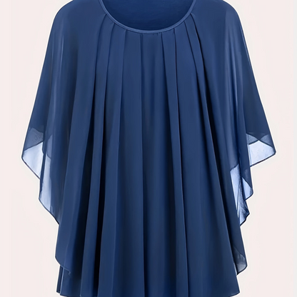 Damen Elegante Oversized Chiffon Bluse für Ausgehen – Stilvolle Flatterärmel, Lockerer Schnitt, Ideal für festliche Anlässe