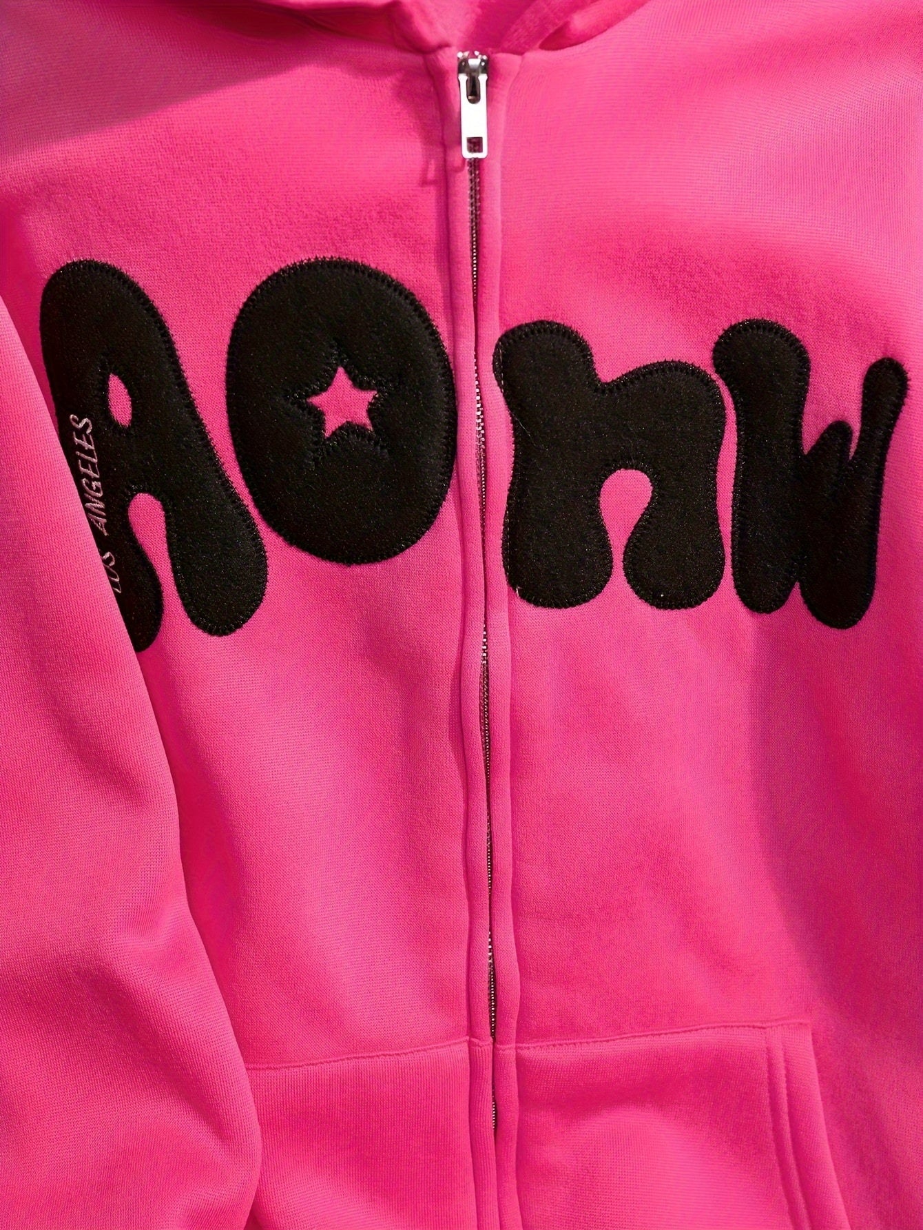 Hoodie mit Reißverschluss, Kapuze und Stern-Applikation, Rosa