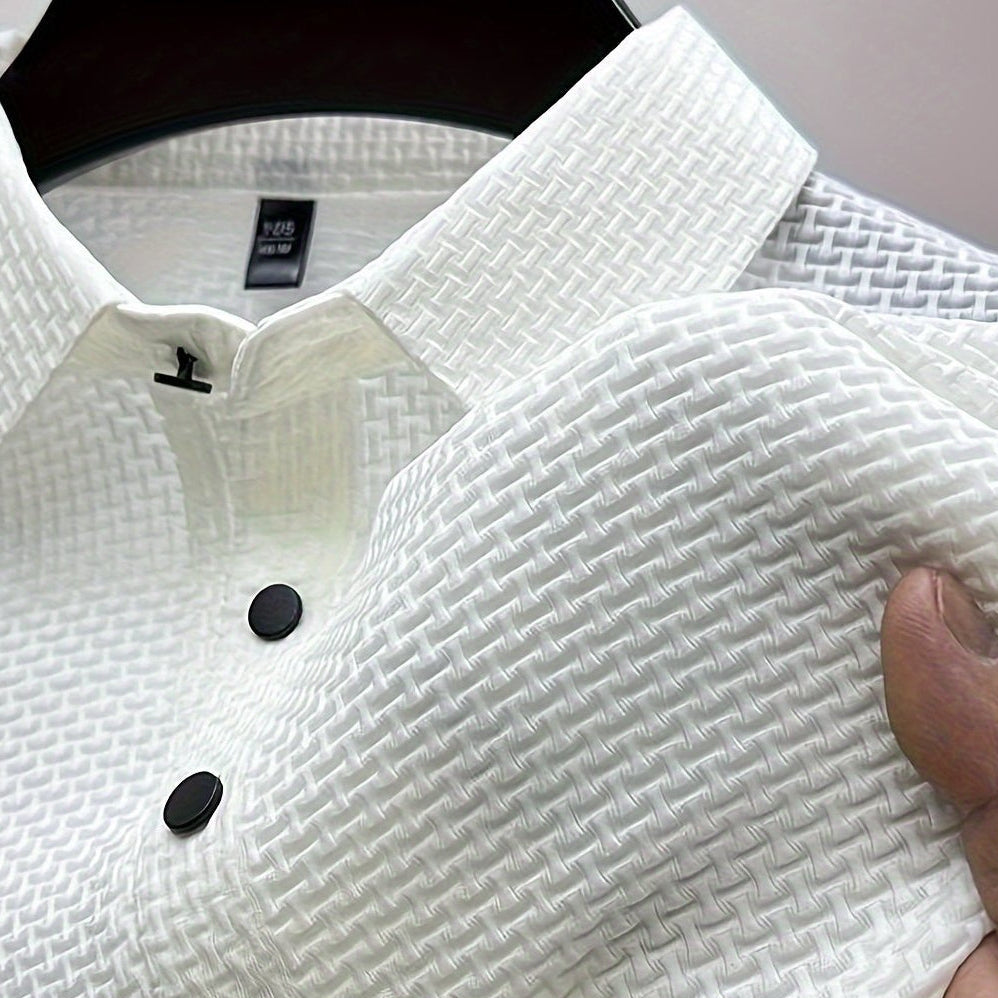 Męska koszulka polo z krótkim rękawem, casual, letni styl, z listwą na guziki