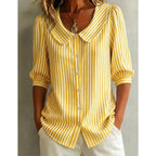 Gestreepte blouse voor dames met knopen