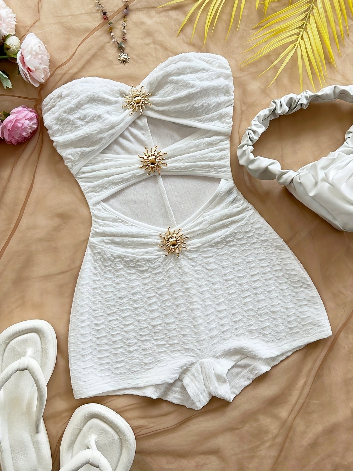 Dame badedragt retro bandeau étstykke med leopardmønster – sexet vintage stil til strand og pool