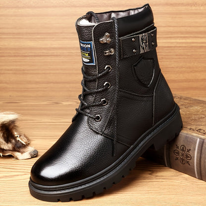 Herren Schnürstiefel Profilsohle in Schwarz und Braun