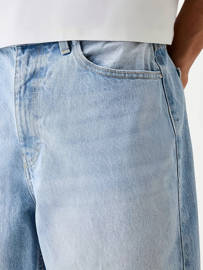 Bermuda jeans homme coupe ample – style urbain décontracté pour le quotidien et les loisirs