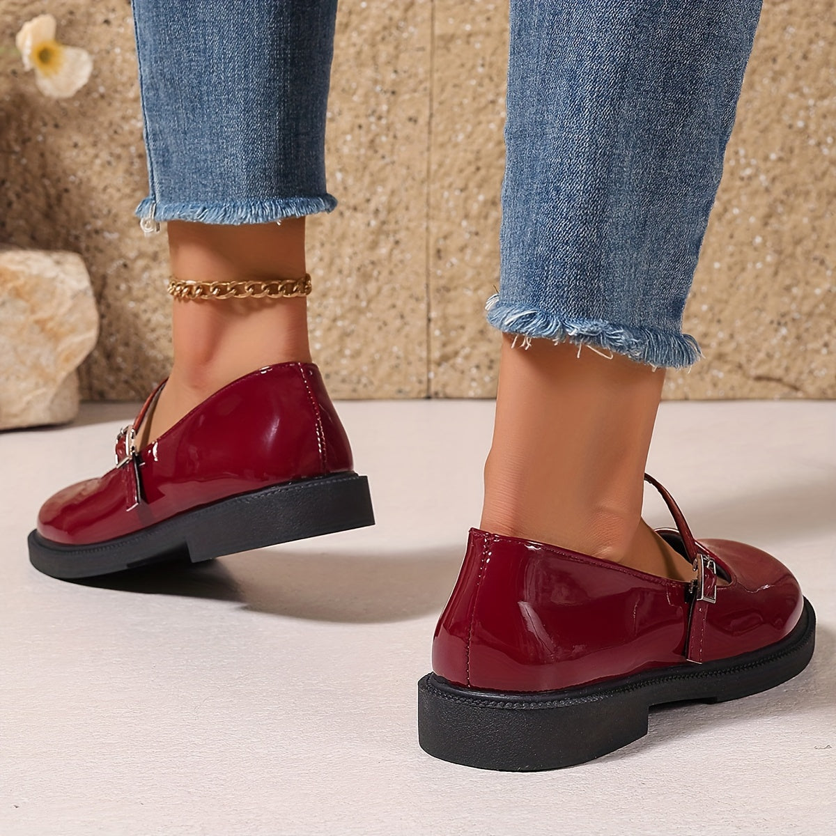 Damen Mary Jane Schuhe Preppy Stil – Modische Alltagsschuhe mit Riemen