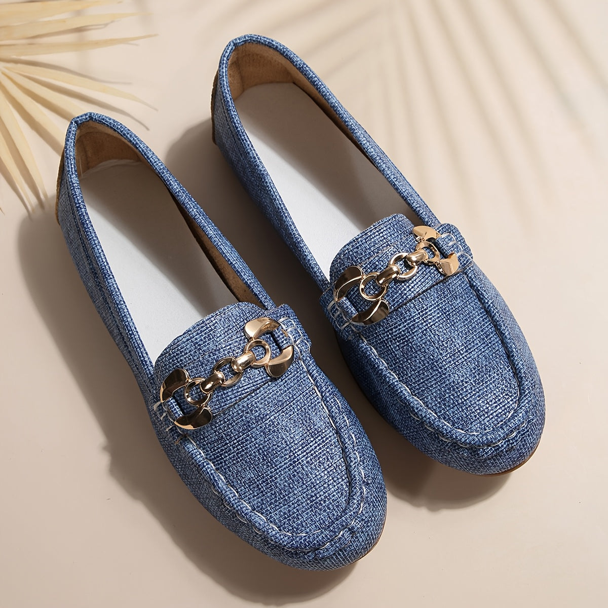 Damen Mokassins Slip-On Freizeitschuhe mit Kettendetail – Bequeme Alltagsloafers für Stil und Komfort