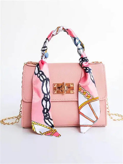Borsa da donna con manico a sciarpa e tracolla a catena – Elegante borsa a spalla per tutti i giorni e eventi