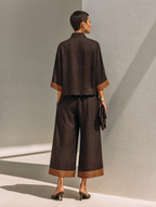 Tweedelige set voor dames met top en wijde cropped broek
