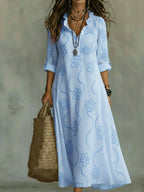Lilou | Maxi-jurk met bloemenprint, V-hals en ruches voor dames