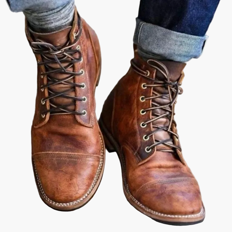 Botines para hombre estilo vintage – Botas clásicas con cordones para el día a día y tiempo libre