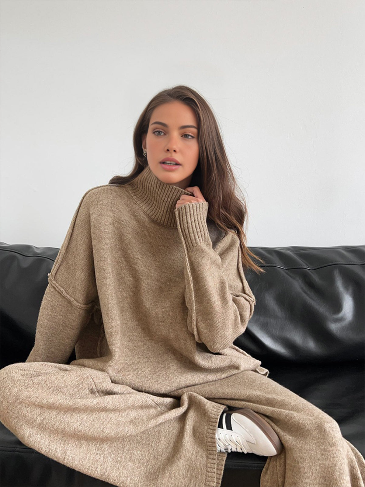 Loungeset met col en wijde broek voor dames