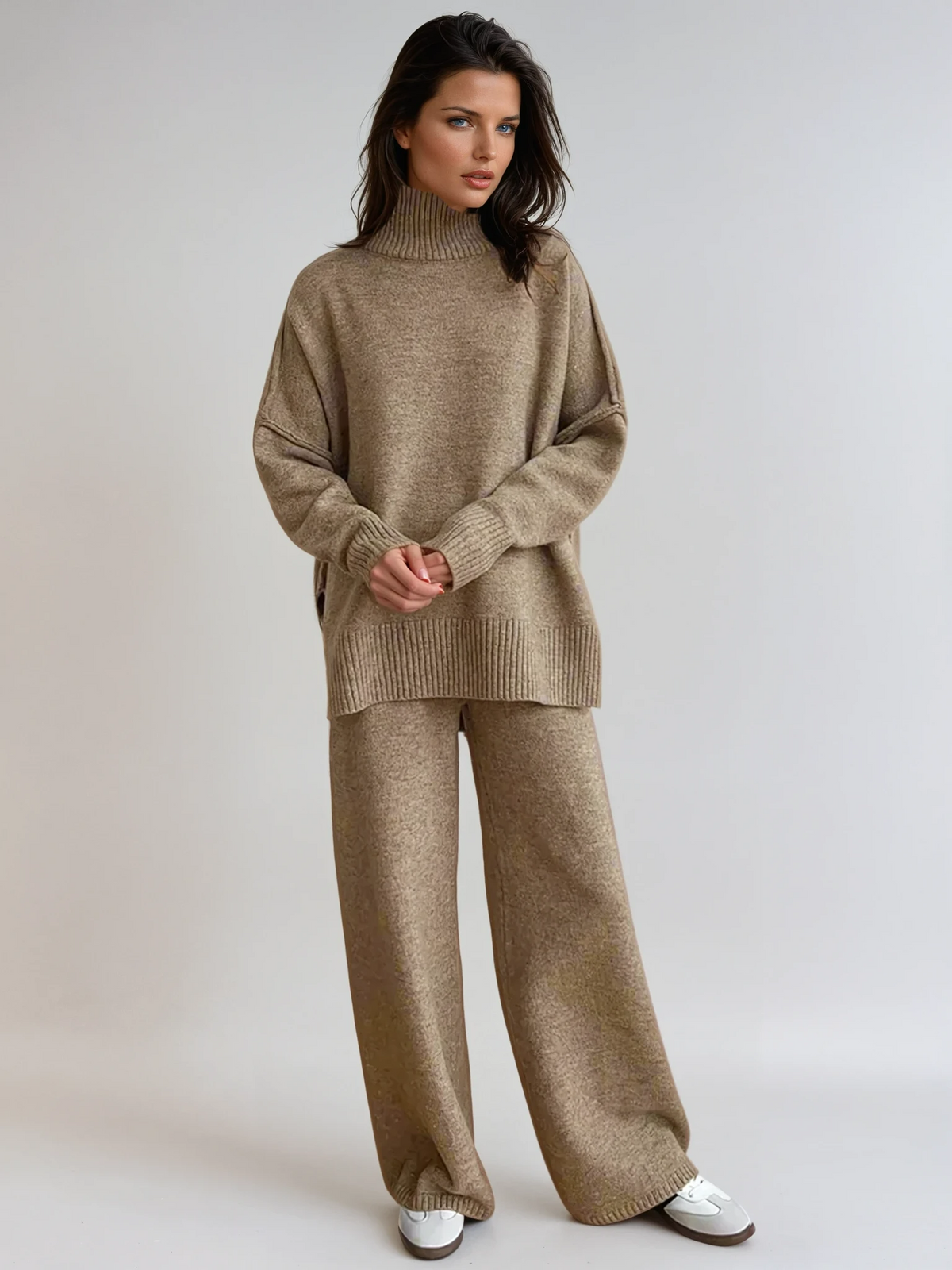 Loungeset met col en wijde broek voor dames