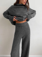 Loungeset met col en wijde broek voor dames