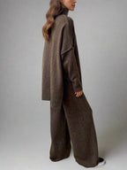 Loungeset met col en wijde broek voor dames