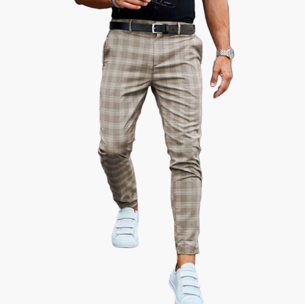 Pantaloni Chino da Uomo Moderni Slim Fit a Quadri – Pantaloni Eleganti per Business e Tempo Libero