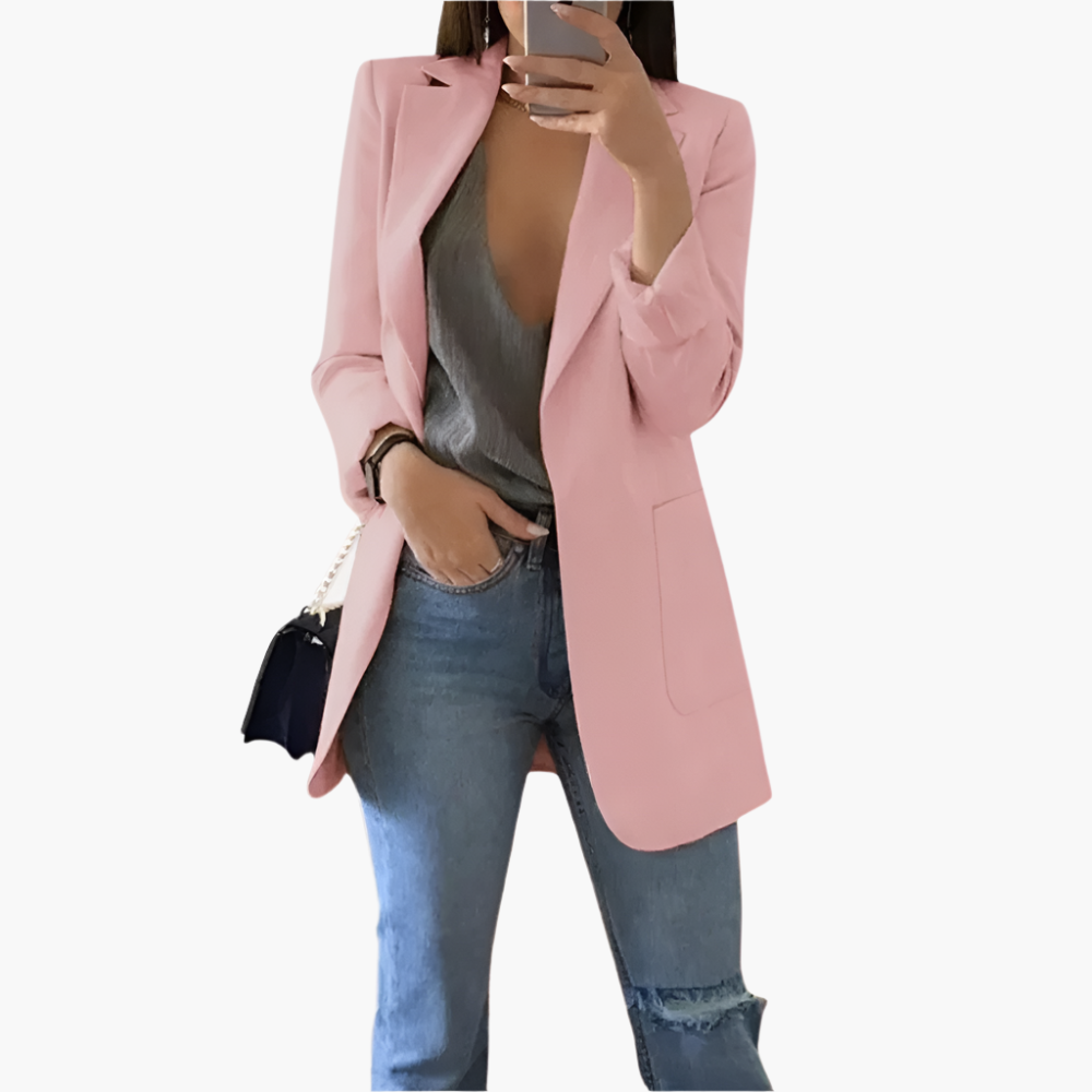 Damen Eleganter Blazer Lang Geschnitten – Business & Freizeit, Modern und Vielseitig